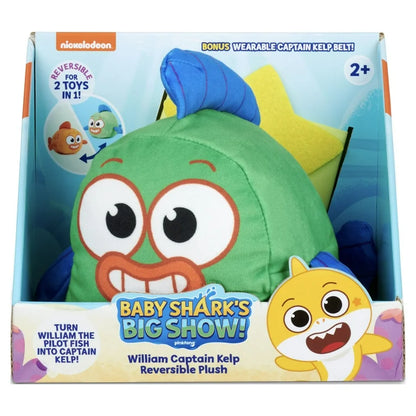 Baby Shark's Big Show! 2-i-1 Vändbar Plyschleksak + Super Shark-mask