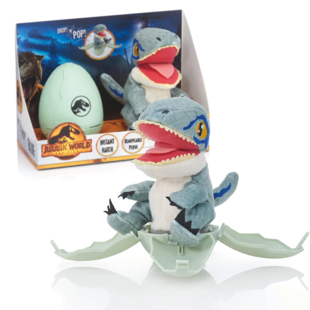 Jurassic World – Drop 'n Pop Dino – Blå Velociraptor