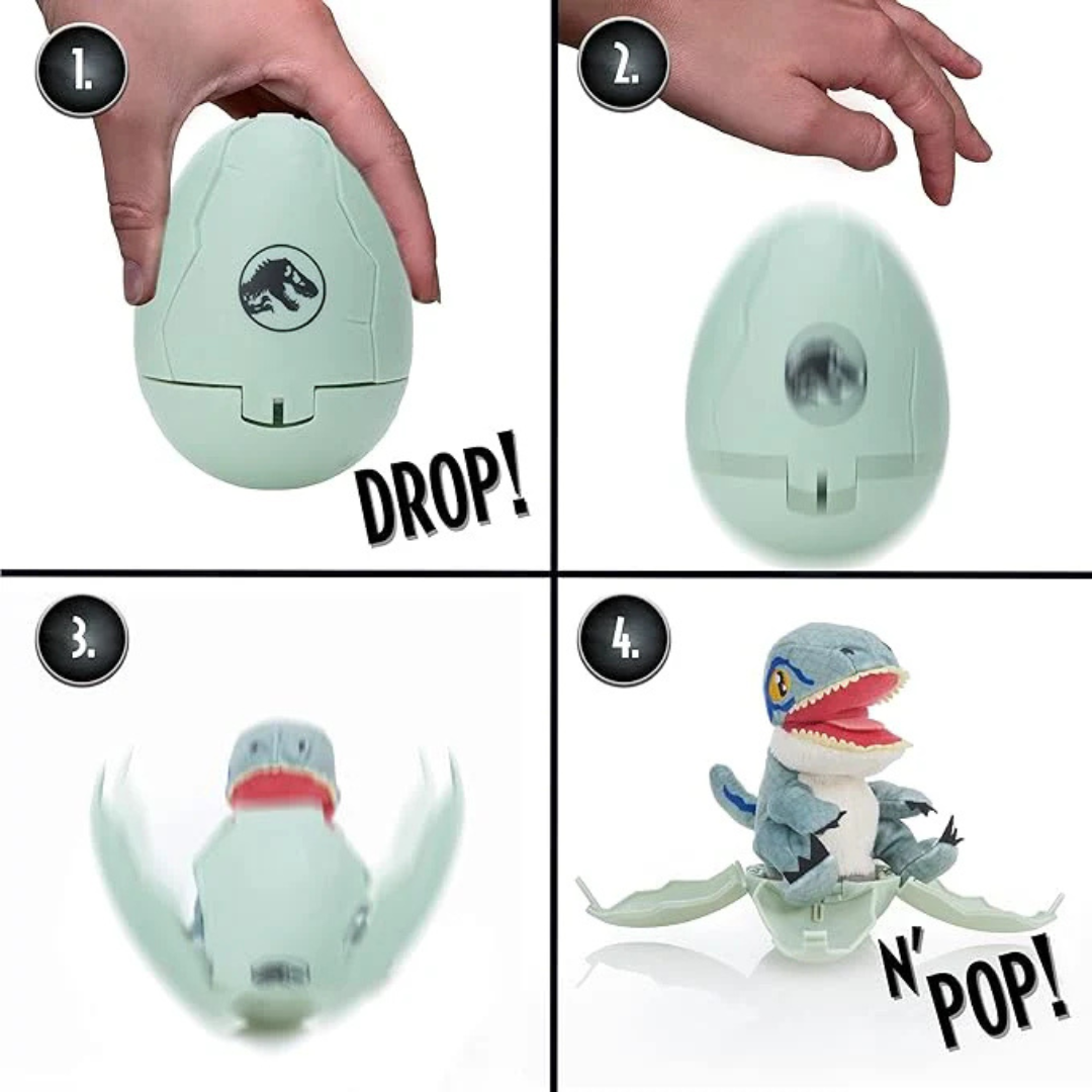 Jurassic World – Drop 'n Pop Dino – Blå Velociraptor